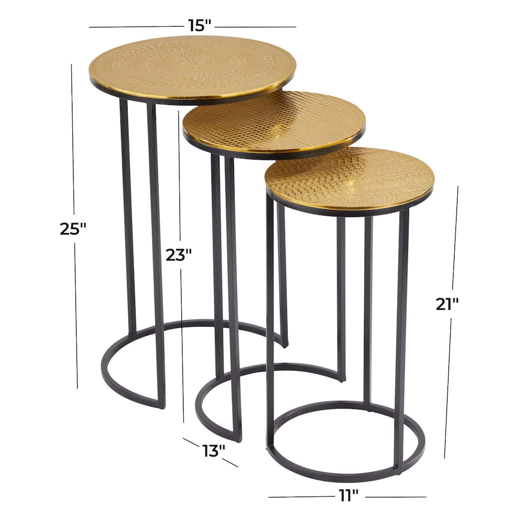 Discount β Set of 3" Gold Aluminum Transitional Accent Table, 15" x 15" x 15" by Ivory and Iris π 9 Discount β Set of 3" Gold Aluminum Transitional Accent Table, 15" x 15" x 15" by Ivory and Iris π - Image 9