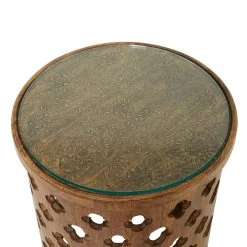 Cheap 😀 Brown Wood Rustic Accent Table 22" x 18" x 18" by Ivory and Iris ❤️ -Cheap Ivory and Iris Store D615623S 3