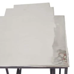 Promo ❤️ Set of 3" Silver Aluminum Contemporary Accent Table, 15" x 15" x 15" by Ivory and Iris ⌛ -Cheap Ivory and Iris Store D615630S 3