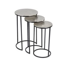 Best Pirce 🔥 Set of 3" Silver Aluminum Transitional Accent Table, 15" x 15" x 15" by Ivory and Iris 💯
