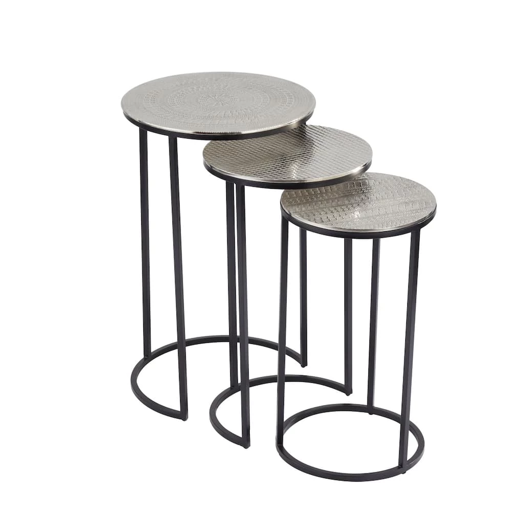 Best Pirce π₯ Set of 3" Silver Aluminum Transitional Accent Table, 15" x 15" x 15" by Ivory and Iris π― 1 Best Pirce π₯ Set of 3" Silver Aluminum Transitional Accent Table, 15" x 15" x 15" by Ivory and Iris π―