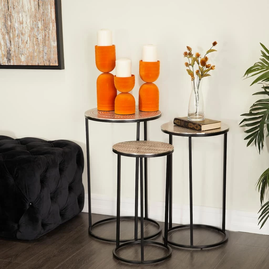 Best Pirce π₯ Set of 3" Silver Aluminum Transitional Accent Table, 15" x 15" x 15" by Ivory and Iris π― 10 Best Pirce π₯ Set of 3" Silver Aluminum Transitional Accent Table, 15" x 15" x 15" by Ivory and Iris π― - Image 10