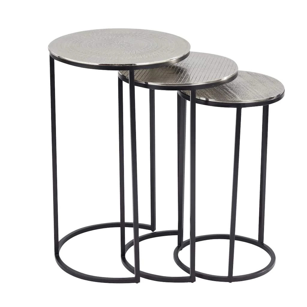 Best Pirce π₯ Set of 3" Silver Aluminum Transitional Accent Table, 15" x 15" x 15" by Ivory and Iris π― 2 Best Pirce π₯ Set of 3" Silver Aluminum Transitional Accent Table, 15" x 15" x 15" by Ivory and Iris π― - Image 2