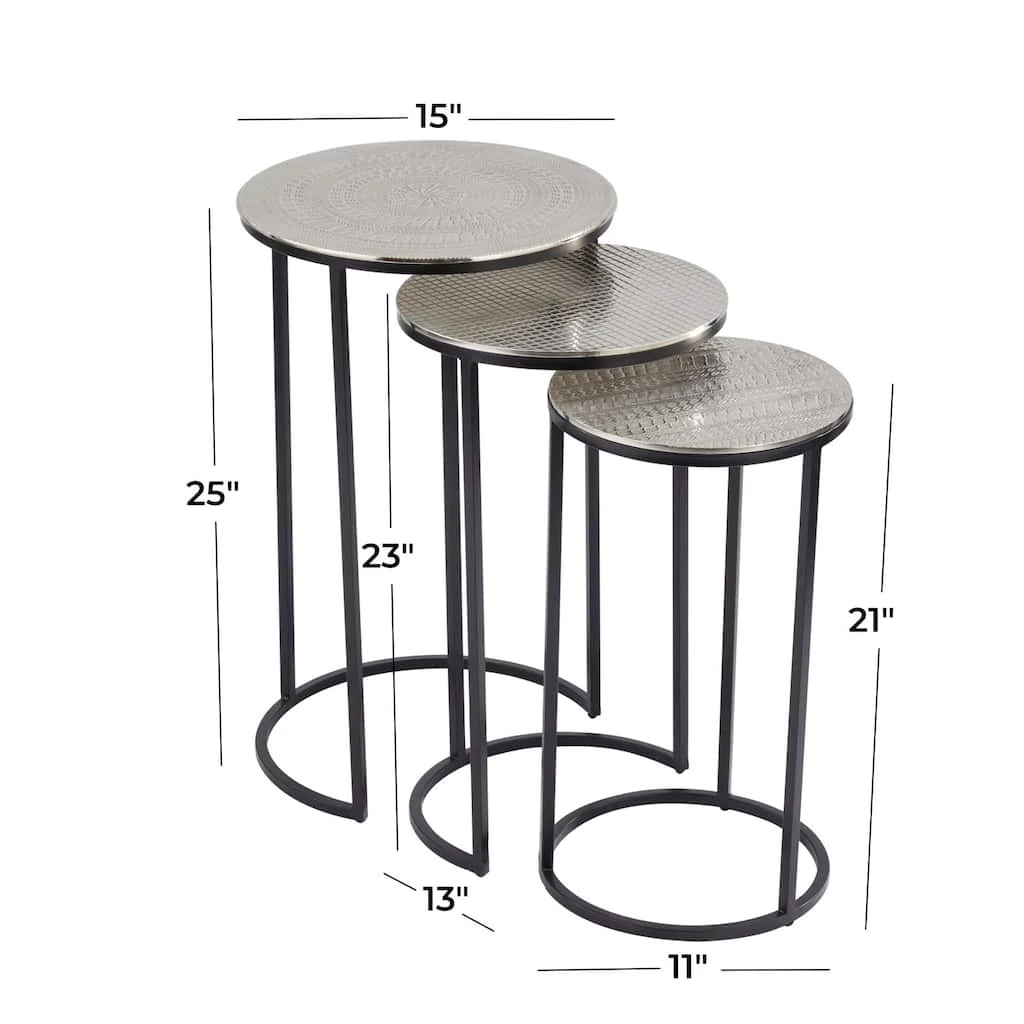 Best Pirce π₯ Set of 3" Silver Aluminum Transitional Accent Table, 15" x 15" x 15" by Ivory and Iris π― 9 Best Pirce π₯ Set of 3" Silver Aluminum Transitional Accent Table, 15" x 15" x 15" by Ivory and Iris π― - Image 9