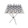 Best Sale 🤩 Silver Aluminum Contemporary Game Set Table, 4" x 25" x 22" by Ivory and Iris ⭐