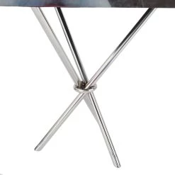 Best Sale 🤩 Silver Aluminum Contemporary Game Set Table, 4" x 25" x 22" by Ivory and Iris ⭐ -Cheap Ivory and Iris Store D615636S 5