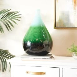 New 💯 18" Green Glass Modern Vase by Ivory and Iris 🤩 -Cheap Ivory and Iris Store D616595S 7