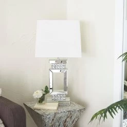 Brand new 🤩 Silver Wood Glam Table Lamp, 29" x 15" x 12" by Ivory and Iris 💯 -Cheap Ivory and Iris Store D616608S 8