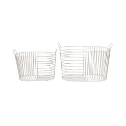 Cheapest 🥰 Silver Iron Contemporary Storage Basket Set by Ivory and Iris 😀 -Cheap Ivory and Iris Store D616717S 12