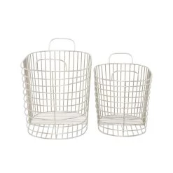 Cheapest 🥰 Silver Iron Contemporary Storage Basket Set by Ivory and Iris 😀 -Cheap Ivory and Iris Store D616717S 3