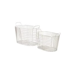 Cheapest 🥰 Silver Iron Contemporary Storage Basket Set by Ivory and Iris 😀 -Cheap Ivory and Iris Store D616717S 5