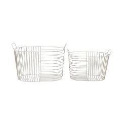 Cheapest 🥰 Silver Iron Contemporary Storage Basket Set by Ivory and Iris 😀 -Cheap Ivory and Iris Store D616717S 7