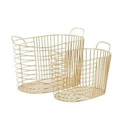 New ✨ CosmoLiving by Cosmopolitan Gold Metal Storage Basket With Handles Set by Ivory and Iris 😍 -Cheap Ivory and Iris Store D616736S 5