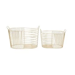 New ✨ CosmoLiving by Cosmopolitan Gold Metal Storage Basket With Handles Set by Ivory and Iris 😍 -Cheap Ivory and Iris Store D616736S 6