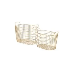 New ✨ CosmoLiving by Cosmopolitan Gold Metal Storage Basket With Handles Set by Ivory and Iris 😍 -Cheap Ivory and Iris Store D616736S 7