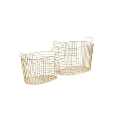 New ✨ CosmoLiving by Cosmopolitan Gold Metal Storage Basket With Handles Set by Ivory and Iris 😍 -Cheap Ivory and Iris Store D616736S 8