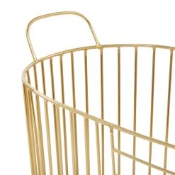 New ✨ CosmoLiving by Cosmopolitan Gold Metal Storage Basket With Handles Set by Ivory and Iris 😍 -Cheap Ivory and Iris Store D616736S 9