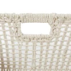 Best Pirce 🔥 CosmoLiving by Cosmopolitan White Cotton Handmade Storage Basket Set With Handles by Ivory and Iris 👏 -Cheap Ivory and Iris Store D616742S 8