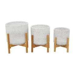 Coupon π White Contemporary Planter, Set of 3" 12", 11", 10" by Ivory and Iris π