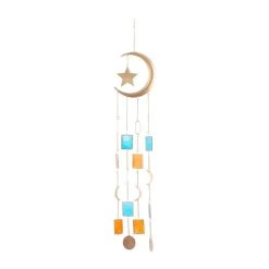 New 🌟 Gold Contemporary Moon and Sun Windchime, 8" x 2" x 41" by Ivory and Iris ⭐