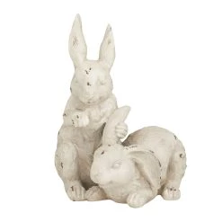 Hot Sale ⭐ White Farmhouse Rabbits Garden Sculpture, 8" x 9" x 11" by Ivory and Iris 🎁