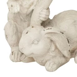 Hot Sale ⭐ White Farmhouse Rabbits Garden Sculpture, 8" x 9" x 11" by Ivory and Iris 🎁 -Cheap Ivory and Iris Store D618223S 3