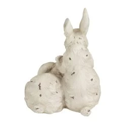 Hot Sale ⭐ White Farmhouse Rabbits Garden Sculpture, 8" x 9" x 11" by Ivory and Iris 🎁 -Cheap Ivory and Iris Store D618223S 5