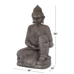 Best deal 😍 Dark Brown Traditional Buddha Garden Sculpture, 19" x 15" x 36" by Ivory and Iris 😍 -Cheap Ivory and Iris Store D618242S 6