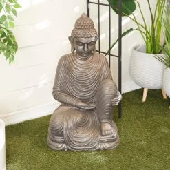 Best deal 😍 Dark Brown Traditional Buddha Garden Sculpture, 19" x 15" x 36" by Ivory and Iris 😍 -Cheap Ivory and Iris Store D618242S 7
