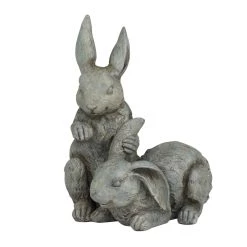 Outlet 😍 Grey Farmhouse Rabbits Garden Sculpture, 8" x 9" x 11" by Ivory and Iris 🤩