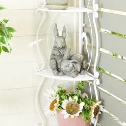 Outlet 😍 Grey Farmhouse Rabbits Garden Sculpture, 8" x 9" x 11" by Ivory and Iris 🤩 -Cheap Ivory and Iris Store D618246S 7