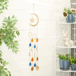 Discount 😉 Gold Contemporary Moon and Sun Windchime, 8" x 2" x 42" by Ivory and Iris 🔥 -Cheap Ivory and Iris Store D618254S 8
