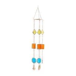Cheapest 🧨 Multi Colored Contemporary Geometric Windchime, 7" x 2" x 35" by Ivory and Iris ⌛