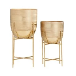 Best Sale 🥰 Gold Modern Planter, Set of 2" 6", 5" by Ivory and Iris 🎉 -Cheap Ivory and Iris Store D618258S 5
