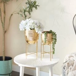 Best Sale 🥰 Gold Modern Planter, Set of 2" 6", 5" by Ivory and Iris 🎉 -Cheap Ivory and Iris Store D618258S 7