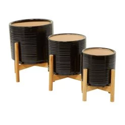Hot Sale 🌟 Black Contemporary Planter, Set of 3" 13", 11", 10" by Ivory and Iris 👏 -Cheap Ivory and Iris Store D618268S 3