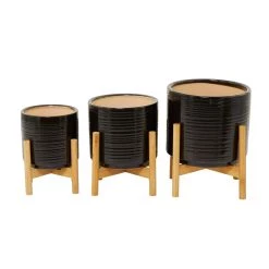 Hot Sale 🌟 Black Contemporary Planter, Set of 3" 13", 11", 10" by Ivory and Iris 👏 -Cheap Ivory and Iris Store D618268S 6