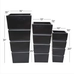 Best Pirce 🎉 Black Modern Planter, Set of 3" 13", 15", 10" by Ivory and Iris 🎉 -Cheap Ivory and Iris Store D618278S 6