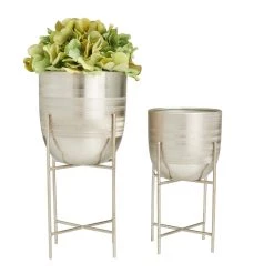 Discount β Silver Modern Planter, Set of 2" 6", 5" by Ivory and Iris β