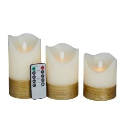 Cheap ❤️ Cream & Gold Traditional Flameless Candle Set by Ivory and Iris ✔️