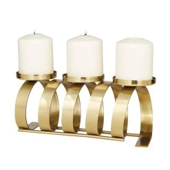 Best deal 😍 12" Gold Contemporary Candle Holder by Ivory and Iris 😀