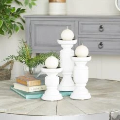 Outlet 💯 White French Country Candle Holder Set by Ivory and Iris 👏 -Cheap Ivory and Iris Store D618397S 7