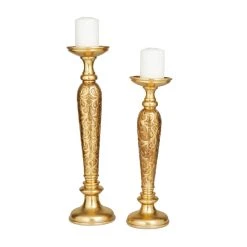 Outlet ❤️ Gold Traditional Candle Holder Set by Ivory and Iris 👍