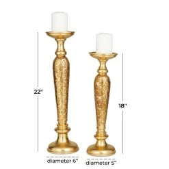 Outlet ❤️ Gold Traditional Candle Holder Set by Ivory and Iris 👍 -Cheap Ivory and Iris Store D618424S 7