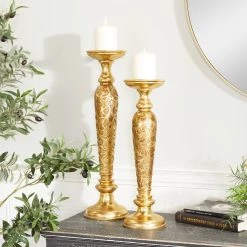 Outlet ❤️ Gold Traditional Candle Holder Set by Ivory and Iris 👍 -Cheap Ivory and Iris Store D618424S 8