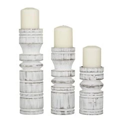 New 👍 White Coastal Candle Holder Set by Ivory and Iris ⭐