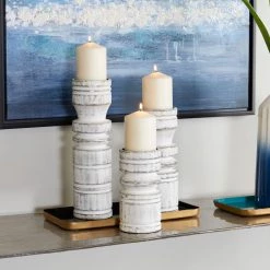New 👍 White Coastal Candle Holder Set by Ivory and Iris ⭐ -Cheap Ivory and Iris Store D618434S 7