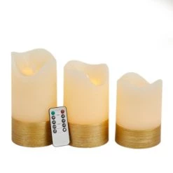 Outlet 🎉 White Traditional Flameless Candle Set by Ivory and Iris 😀