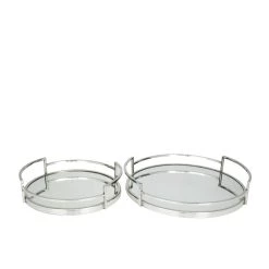 Budget 😀 Silver Contemporary Tray, Set of 2" 19", 14" by Ivory and Iris 🌟 -Cheap Ivory and Iris Store D618619S 4