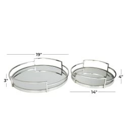 Budget 😀 Silver Contemporary Tray, Set of 2" 19", 14" by Ivory and Iris 🌟 -Cheap Ivory and Iris Store D618619S 5
